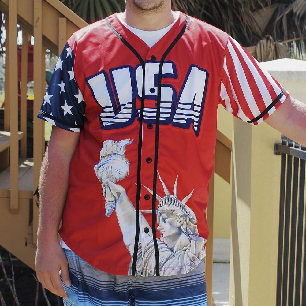RED TRUMP #45 BASEBALL JERSEY【3XL】 Greater Half American Flag Custom Trump #45 Baseball Jersey