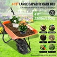 thumbnail image 5 of VEVOR Electric Wheelbarrow Cart,500W Powered Utility Garden Wagon Dump Cart, 5 Cu. Ft. Load & 330 lbs Capacity with Metal Handle & 16" Track Wheels, One Wheel Barrow Yard Cart & Wagons for Lawn Farm, 5 of 9