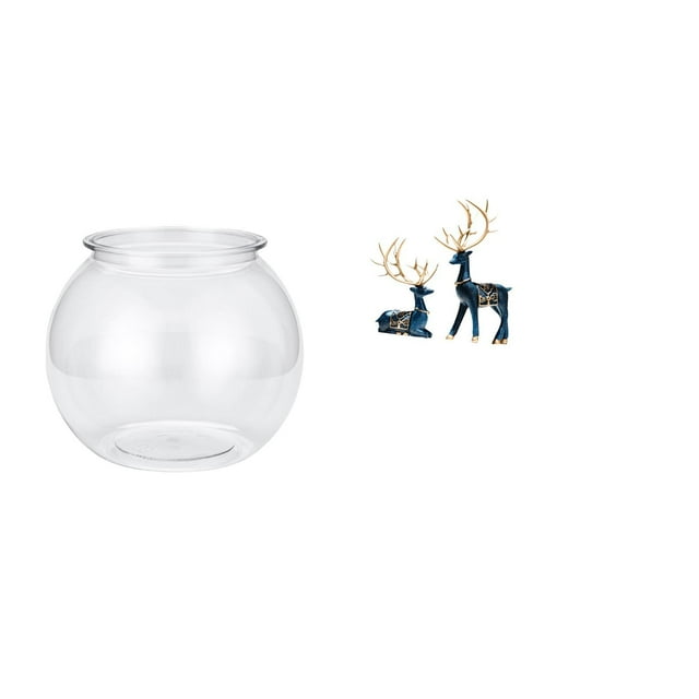 Pecera Pequeña Transparente, Adorno Para El Hogar, Pecera Artesanal, Florero, Mesa, Dormitorio, Escritorio, Sala De Estar, Decoración Del Hogar, Estatua De Reno Sentado, Figuras De Ciervo De