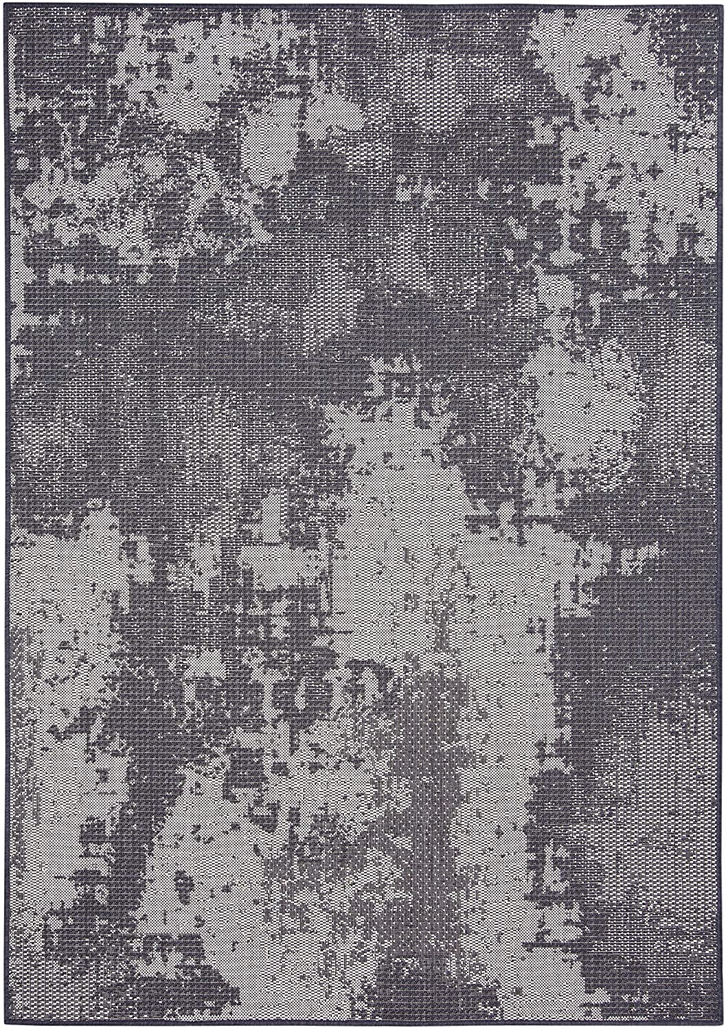 Abstract Vintage Rug - 5 ft. 3 in. x 7 ft. 6 in., Charcoal Gray, Indoor/Outdoor Area Rug with Distressed Pattern, Stain Resistant, Washable Rug | Stylish Area Rugs - image 1 of 8