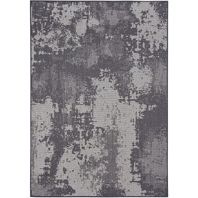 Abstract Vintage Rug - 5 ft. 3 in. x 7 ft. 6 in., Charcoal Gray, Indoor/Outdoor Area Rug with Distressed Pattern, Stain Resistant, Washable Rug | Stylish Area Rugs