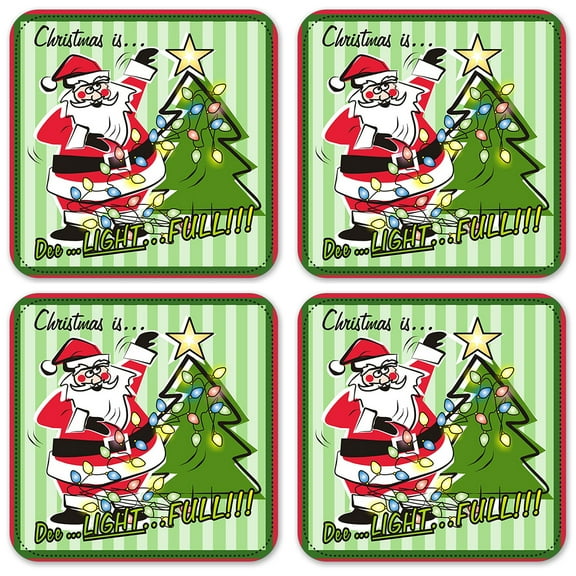 Vinyl Drink Coasters - Set of 4 - Christmas Delightful