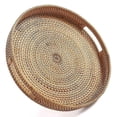 thumbnail image 1 of Round Rattan Serving Tray Decorative Woven Ottoman Trays With Handles For Coffee Table Natural(small), 1 of 5