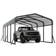 12x20 FT Heavy Duty Metal Carport Shelter, Tall Galvanized Steel Garage Storage Canopy for RV Boat Car Tractor Outdoor Protection, Dark Gray