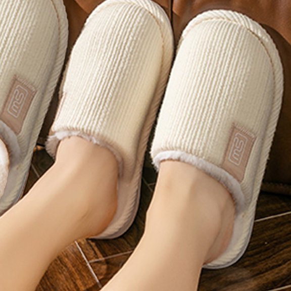 Weloille Cotton Slippers Winter Warm Padded Warm Shoes Cotton Slippers Women's Winter Warm Couple Home Soft Bottom Non-slip Indoor Floor Mute Cotton Slippers