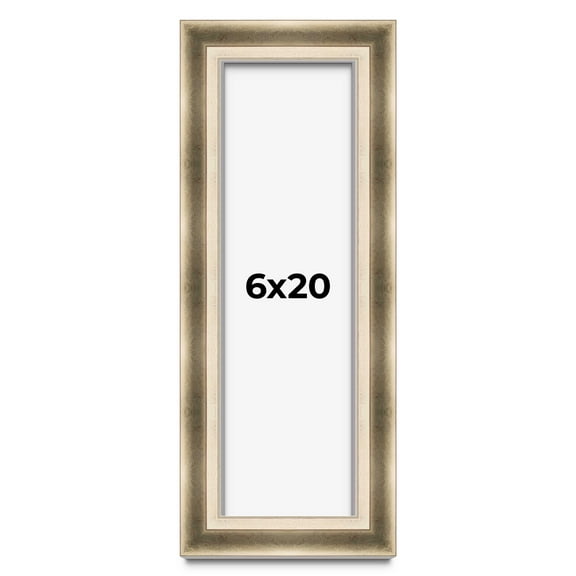 6x20 Shadow Box Frame Silver | 1.75 inches Deep Real Wood Traditional Shadowbox Display Frame | UV