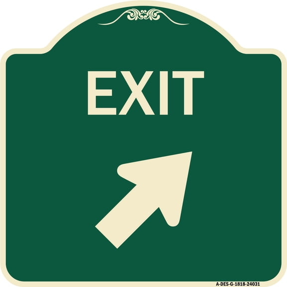SignMission Designer Series Sign - Exit Sign Exit with Right Arrow | Green & Tan 18" X 18" Heavy-Gauge Aluminum Architectural Sign | Protect Your Business & Municipality | Made in the
