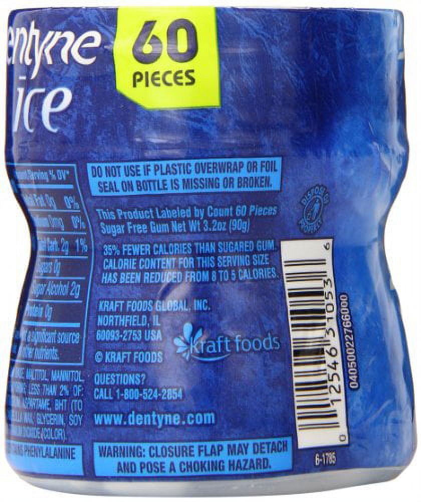 Dentyne Ice Peppermint Sugar-Free Chewing Gum, 6 Bottles of 60 Pieces (360 Total Pieces)