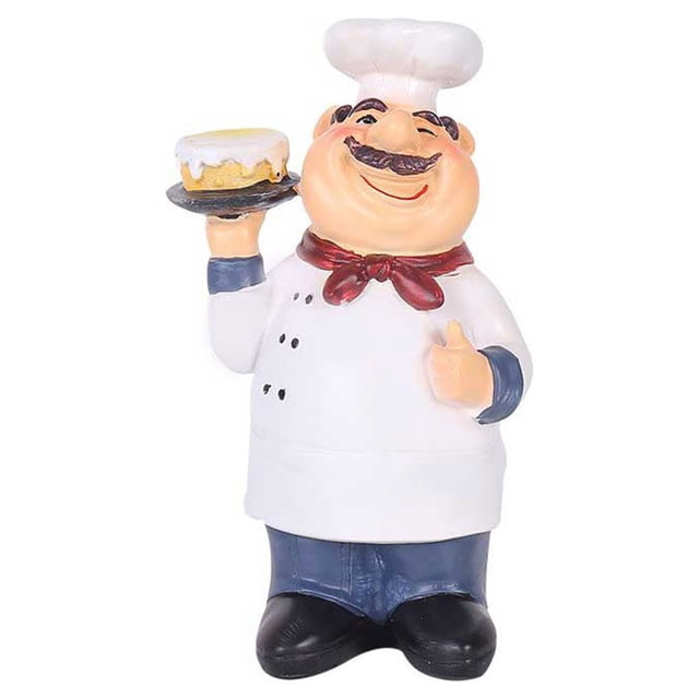 Yuarrent Figuras de Chef de resina Retro, estatua de adorno de cocina, modelo de arte artesanal, decoración de sala de café, regalos, Decoración del hogar Pastel