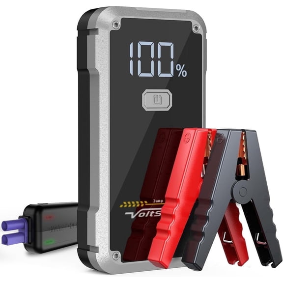 6000A Car Jump Starter, Battery Jumper Starter Portable 12V Jump Box for Up to 7.0L Gas & 5.5L Diesel Engines, Car Battery Charger with LCD Display, LED Flashlight & Battery Booster Cable