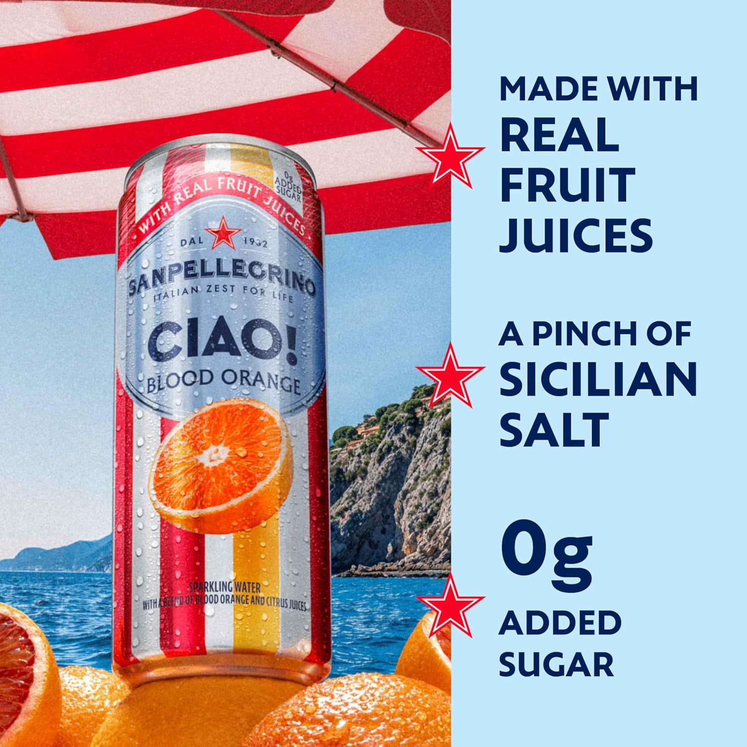 (Pack Of 4) San Pellegrino Water Sparkling Ciao Blood Orange 6 Pack 66.9 Fo