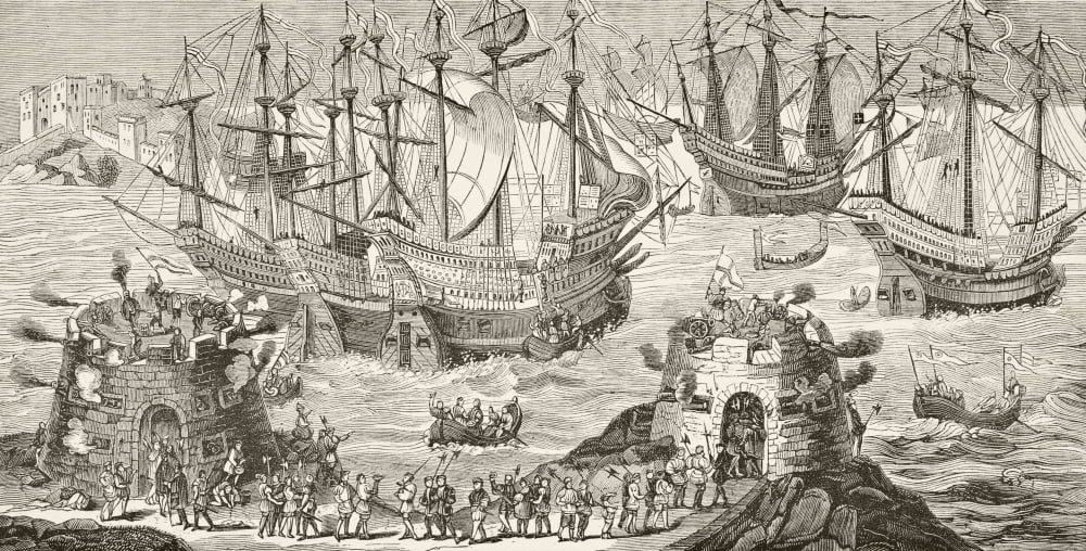 King Henry Viii Of England Embarking At Dover On Way To Meet King Francis I Of France At The Field Of The Cloth Of Gold June 1520 From The National And Domestic History Of England By William Aubrey Pu