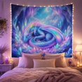 thumbnail image 2 of Floral Garden Iridescent with Dragon Curled Fetal Position, Mystical Fantasy for Space Lovers, Galaxy Room Decor, Mother'S Day Gift, Tapestry Wall Hanging for Bedroom and Dorm, 2 of 7