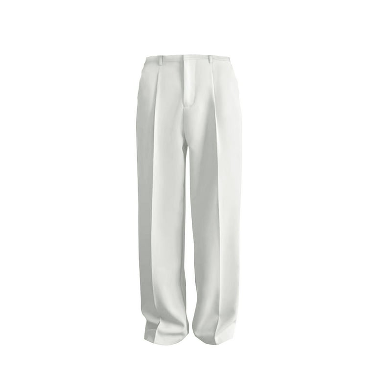 MGCWSH Men's Pleated Straight Wide Leg Suit Pants Business