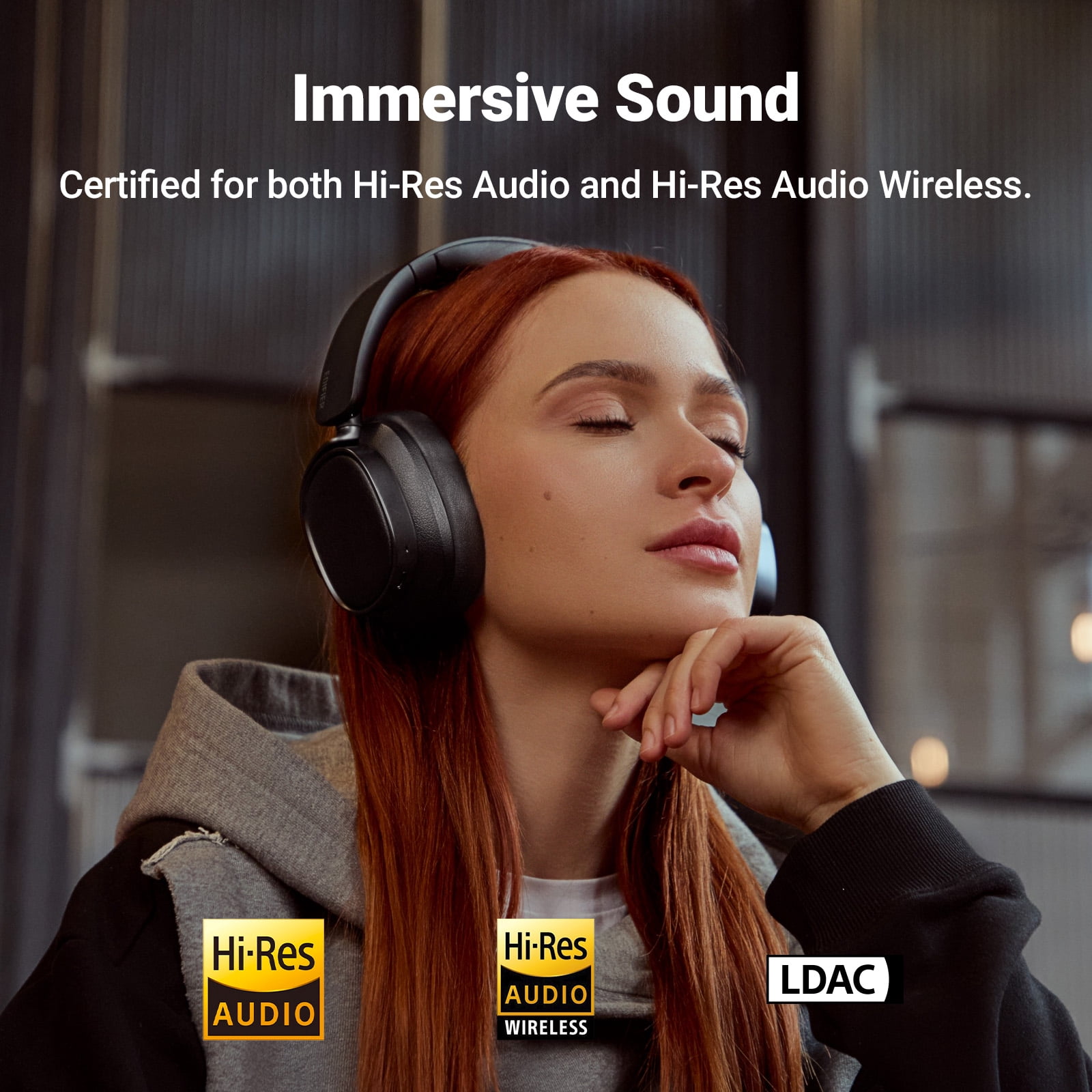 Edifier Bluetooth Active Noise Cancelling Headphones, 92H Playtime Hi-Res Audio Certified, Fast Charging - Black