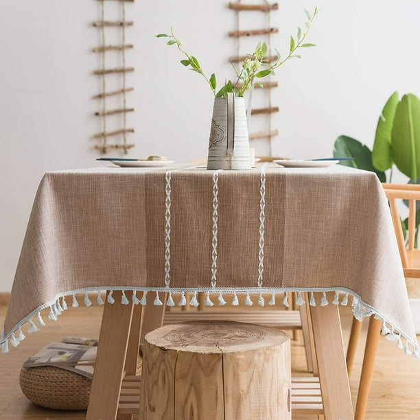Alyly Rustic Lattice Tablecloth Cotton Linen Light Coffee Square Table Cloths For Kitchen Dining Party Holiday Buffet 55 X70 Com Alyly Rustic Lattice Tablecloth Cotton, What Size Tablecloth For A Square Table That Seats 4