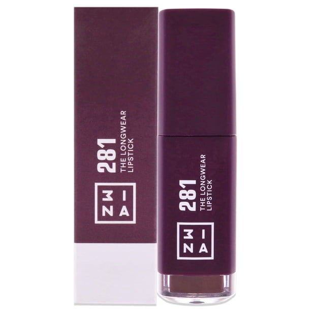 The Longwear Lipstick - 281 Berenjena de 3Ina para mujeres - Lápiz labial de 0,20 oz