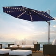 thumbnail image 4 of FLAME&SHADE 10Ft LED Outdoor Round Patio Cantilever Market Offset Umbrella for Deck, Balcony and Poolside, Navy Blue, 4 of 9