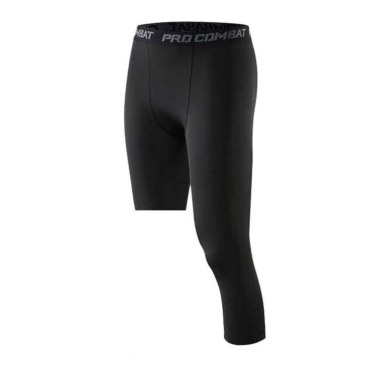 Men's 3/4 Compression Pants One Leg Tights Athletic Layer