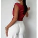 thumbnail image 5 of Top Corto de Verano con Hombros Descubiertos para Mujer, , Sin Mangas, con un Solo Hombro Fruncido, Estilo Y2K, para Salir Vino Tinto M, 5 of 7