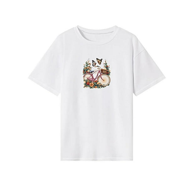 Camiseta para mujer con cuello redondo y manga corta suave para la calle, oficina, trabajo, vacaciones SG