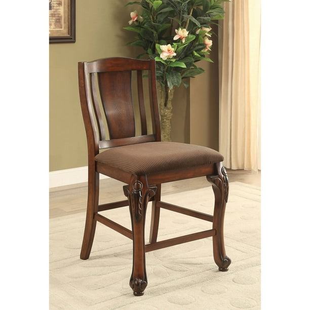 Furniture of America Norbert Padded Counter Dining Chairs Set of 2, Brown