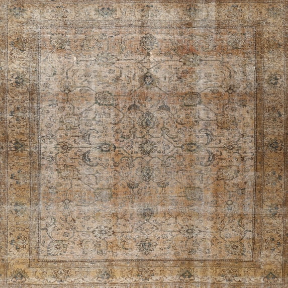 Ahgly Company Machine Washable Indoor Square Traditional Brown Area Rugs, 6' Square