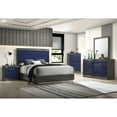 thumbnail image 5 of Furniture of America Kensing Adult Glam 5-Drawer Solid Wood Bedroom Vertical Dresser, Ash Gray and Indigo Blue, 5 of 5
