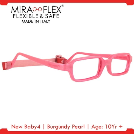 Miraflex: New Baby4 Unbreakable Kids Eyeglass Frames | 47/17 - Burgundy Pearl | Age: 10Yr +