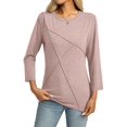thumbnail image 4 of Tops TICTICMISS para mujer, manga 3/4, cuello redondo, verano, color albaricoque, 4 of 6