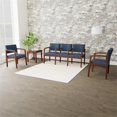 thumbnail image 4 of Lenox Wood Reception Waiting Oversize Guest Chair / Walnut Wood / Blue, 4 of 4