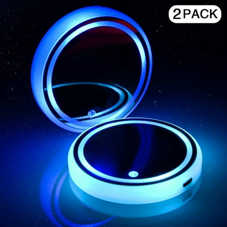 

Car Cup Holder led Lights 7 Colors with Color Flowing Mode USB Charging Mat Cup Pad Coaster Insert LED Interior Atmosphere Lamps