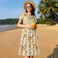 thumbnail image 4 of Easygdp Groovy Hippie Flower Mushrooms para Vestido Transpirable de Mujer, Vestido Suelto de Manga Corta con Pliegues y Bolsillos para el Verano, 4 of 6