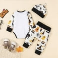thumbnail image 3 of StylesILove Baby Toddler Boys Three Pumpkins Print Bodysuit and Bottom with Hat 3pcs Cotton White Halloween Outfit (18 Months), 3 of 9