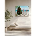 thumbnail image 4 of Christmas Snowman Canvas Print Wall Art Abstract Xmas Tree Snowman Shells on Beach Blue Sky Ocean Pictures Painting Morden Artwork for Living Room Bedroom, Ready to Hang - 12"x16", 4 of 6