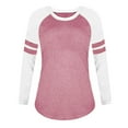 thumbnail image 4 of Round Neck Pullover Western Tops for Ladies Solid Color Sweatshirts Plus Size Tops Long Sleeve T Shirts Womens Fall Fashion Trendy Loose Tunic Red XL, 4 of 5