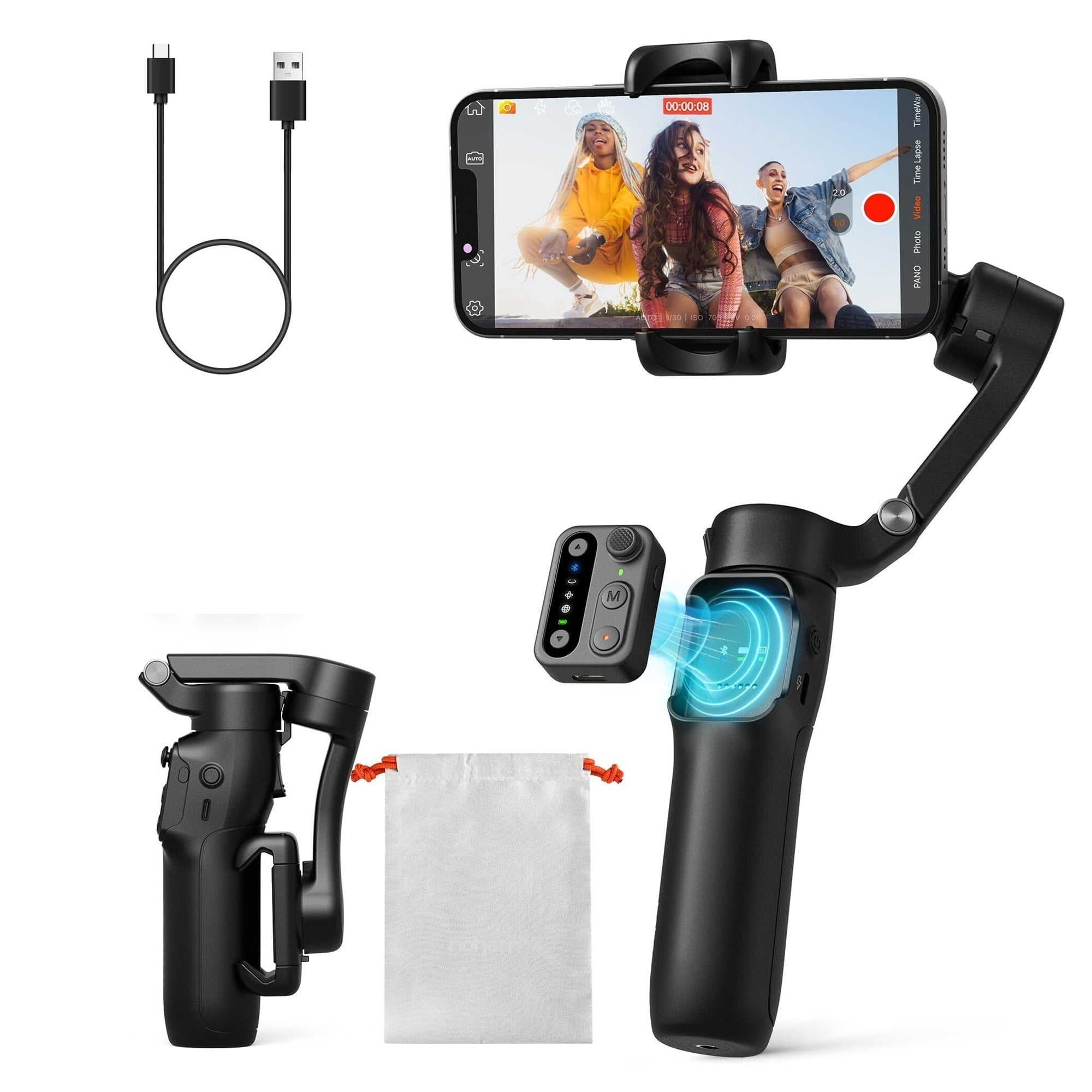 ISteady X3 SE Gimbal Stabilizer for iPhone, Phone Stabilizer with Detachable Remote Control, Portable Foldable 3-Axis Phone Gimbal for Android & iPhone 16 15 Pro Max, Ideal for Travel Vlogging
