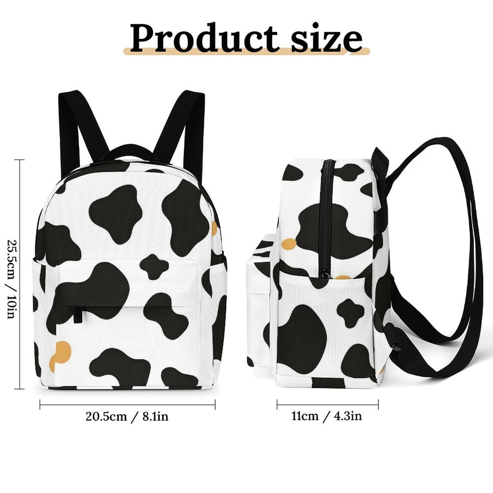 8.1×10in Casual Women'S Backpack With Anti-Contraction And Stretch For Sports Activities Travel Picnics Simple Cow Print Pattern, Vector Art Style_2