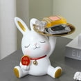 thumbnail image 6 of Lucky Bunny Rabbit Home Decor Cute White Cartoon Resin Creative Bunny Tray Decoration, 6 of 9