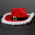 thumbnail image 6 of Callipe Christmas Party Red Cowboy Hat with White Fluff Edge Western Carnival Santa Claus Hat for Men And Women, 6 of 7