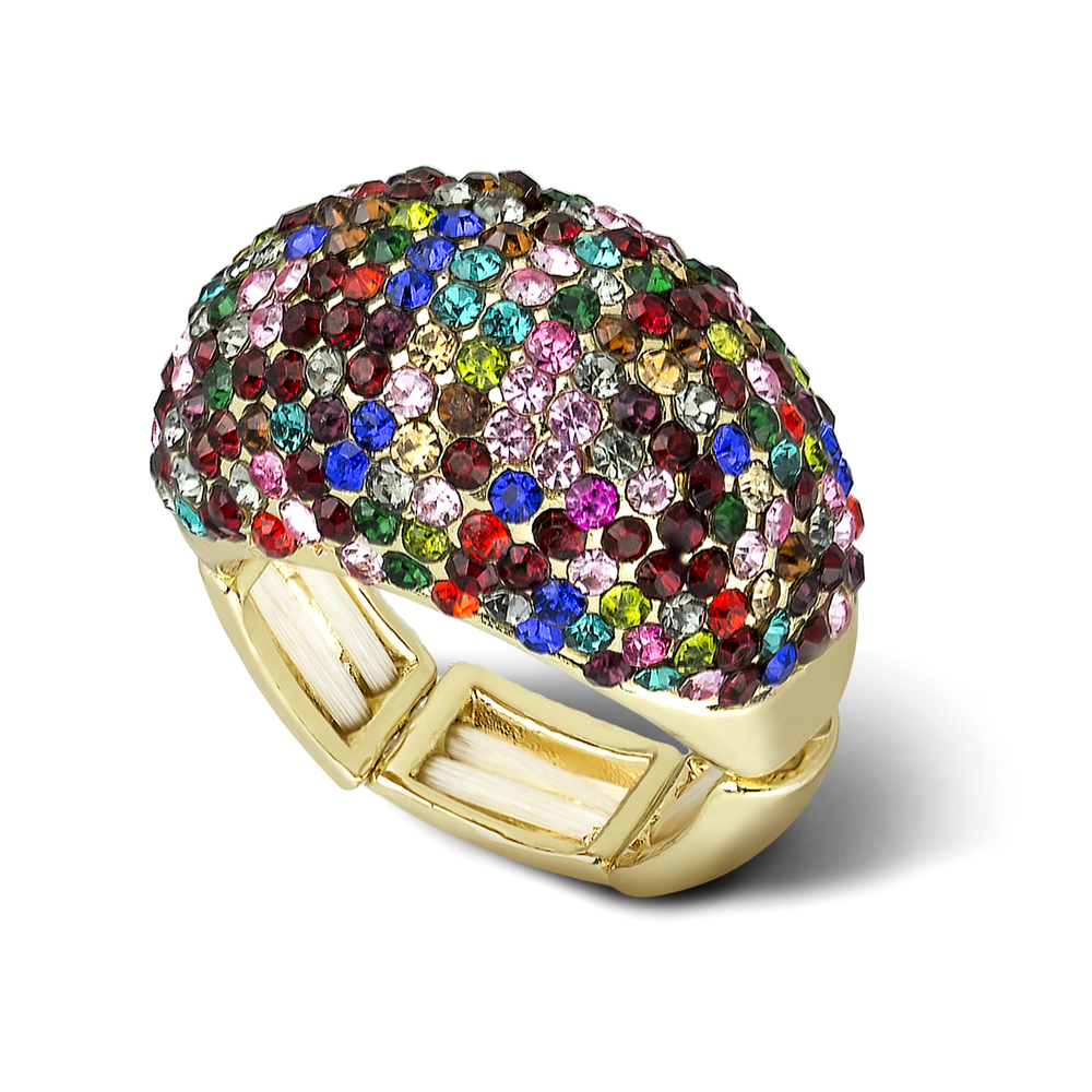 Lux Accessories Lux Accessories Goldtone Multicolor Rhinestone