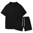 thumbnail image 6 of BXINGOHAI Men's 2 Piece Short Sets Outfits Summer Shirts and Shorts Casual Button Short Sleeve Fashion Shorts Tracksuit Set Clearance Sale Black,2XL, 6 of 6