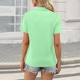 thumbnail image 3 of Women's Short Sleeve V Neck T-Shirts Fitted Collared Polos for Work Golf Shirts Casual Loose Tees Tops Mint Green S, 3 of 4