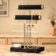 thumbnail image 6 of 3 Tier Bracelet Holder Display - Detachable T Bar Black Velvet Bracelet Holder, Jewelry Holder Organizer for Bracelet, Necklace, Earrings, Rings, 6 of 7