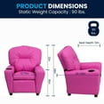 thumbnail image 3 of Contemporary Hot Pink Vinyl Kids Recliner with Cup Holder, 3 of 9
