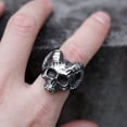 thumbnail image 2 of ZMY Home Skull Rings Stainless Steel Jewelry Chunky Demonic Horned Vampire Head Rings (7), 2 of 6