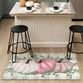 thumbnail image 5 of Fall Thanksgiving Pumpkin Kitchen Rugs Set of 2,Eucalyptus Buffalo Plaid Farmhouse Floor Mats and Rugs Non Skid Washable for Kitchen Home Decor (Pink 17"x47"+17"x30"), 5 of 6