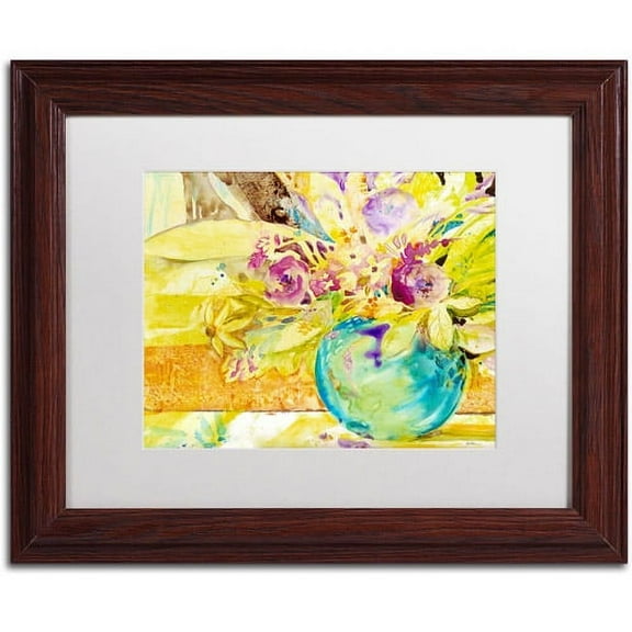 Trademark Fine Art "The Aqua Vase" Canvas Art by Sheila Golden, White Matte, Wood Frame
