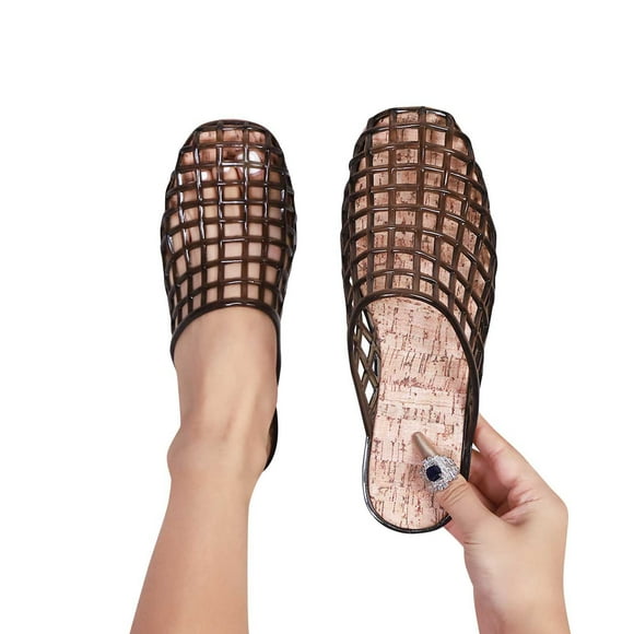 EYWGYA Summer Women's Shoes,Sandals for Women,Women's Summer Crystal Jelly Color Flat Shoes Casual Beach Wearing Flops