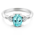 thumbnail image 2 of Gem Stone King 925 Sterling Silver Blue Apatite and White Topaz 3-Stone Rings for Women (1.28 Cttw, Gemstone, Oval 8X6MM, Available in Size 5, 6, 7, 8, 9), 2 of 4
